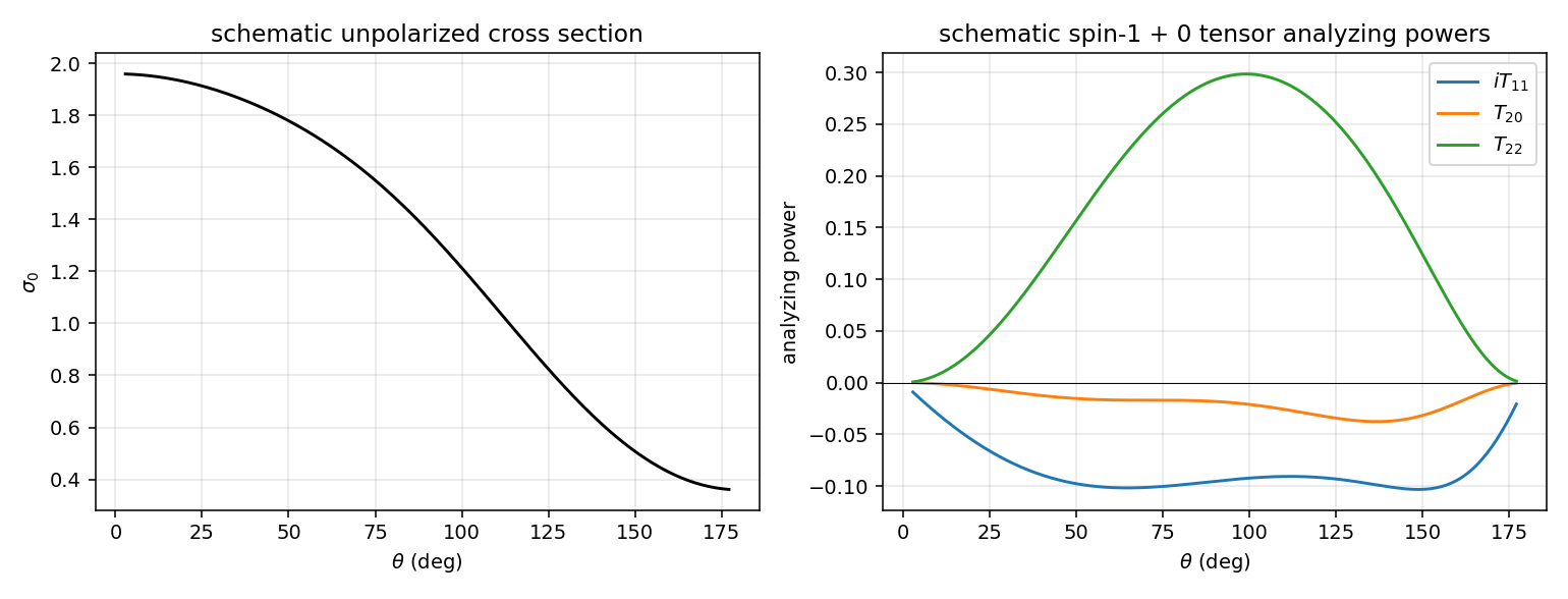 schematic spin-1 + 0 tensor analyzing powers